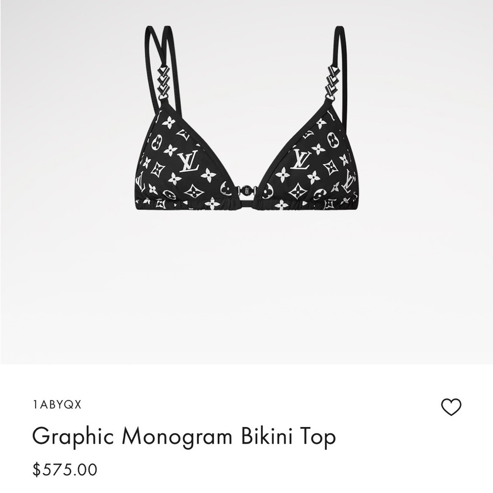 Authentic Louis Vuitton Black & White Monogram Triangle Bikini Top Size 38